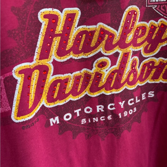 Harley-Davidson Pink Short Sleeve Tee NWT 2x with rhinestones - Picture 2 of 4